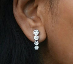 14k Solid Gold Diamond Cluster Earrings Set