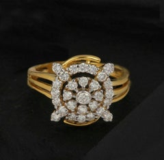 14K Solid Gold Diamond Cocktail Engagement Ring