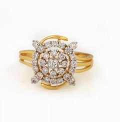 14K Solid Gold Diamond Cocktail Ring Verlobungsring Geschenkidee für Frauen