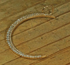 14k Solid Gold Diamond Crescent Moon Diamond Moon Pendant Jewelry Birthday Gift
