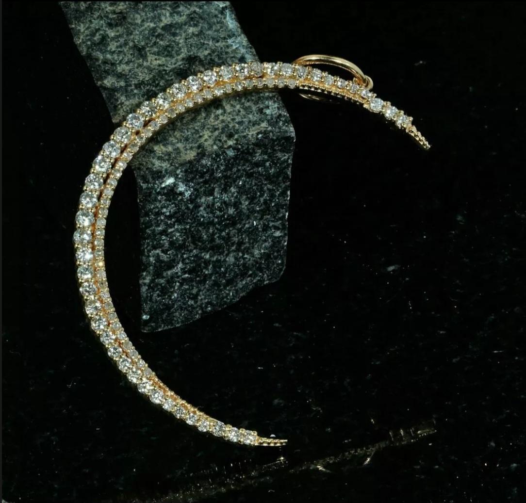 Round Cut 14k Solid Gold Diamond Crescent Moon Diamond Moon Pendant Jewelry Birthday Gift