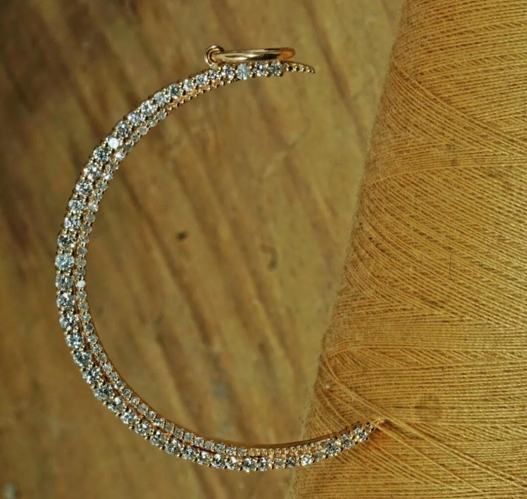 14k Solid Gold Diamond Crescent Moon Diamond Moon Pendant Jewelry Birthday Gift 1