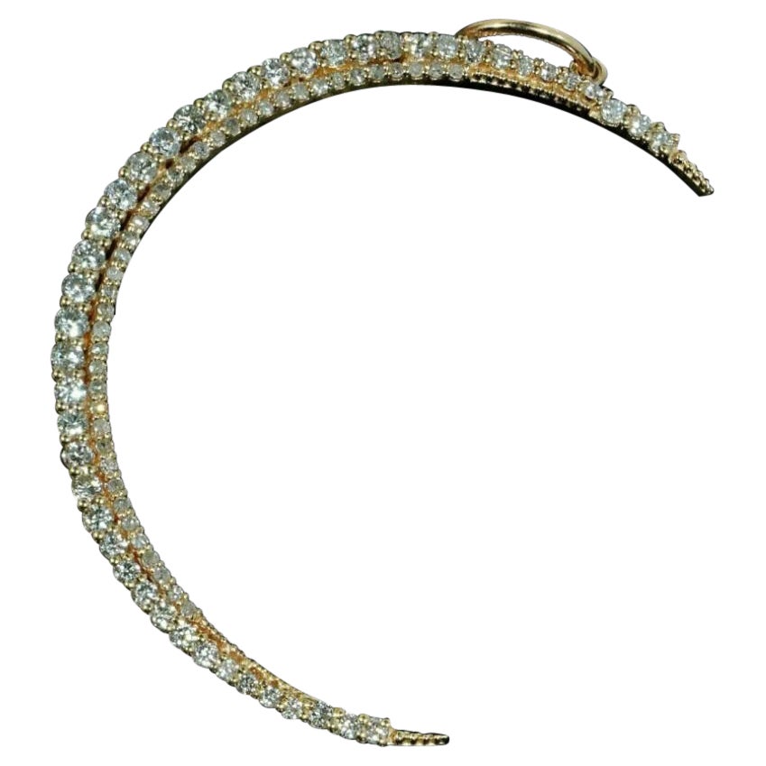 Ciondolo con mezzaluna di diamanti in oro massiccio 14k Gioielli regalo di compleanno