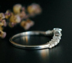 14k Solid Gold Diamond Curved Wedding Band Enhancer Stack Ring