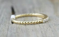 14k Solid Gold Diamond Dainty Round Eternity Band Anniversary Couple Ring Band
