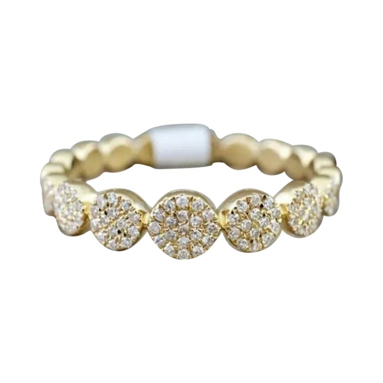 Anillo de oro macizo de 14k con diamantes, redondo y delicado