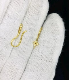 14K Solid Gold Diamond Ear Hook Findings Ear Wire Earring Findings Diamond Hook.