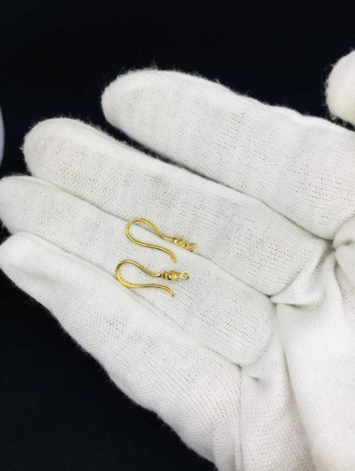 da uomo o donna Gancio per orecchio con diamante in oro massiccio 14 carati Filo per orecchini Gancio per diamante. in vendita