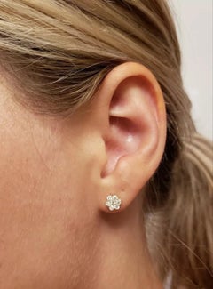 14K Solid Gold Diamond Earrings Cluster Earrings For Women Gold Ear Studs Gifts.