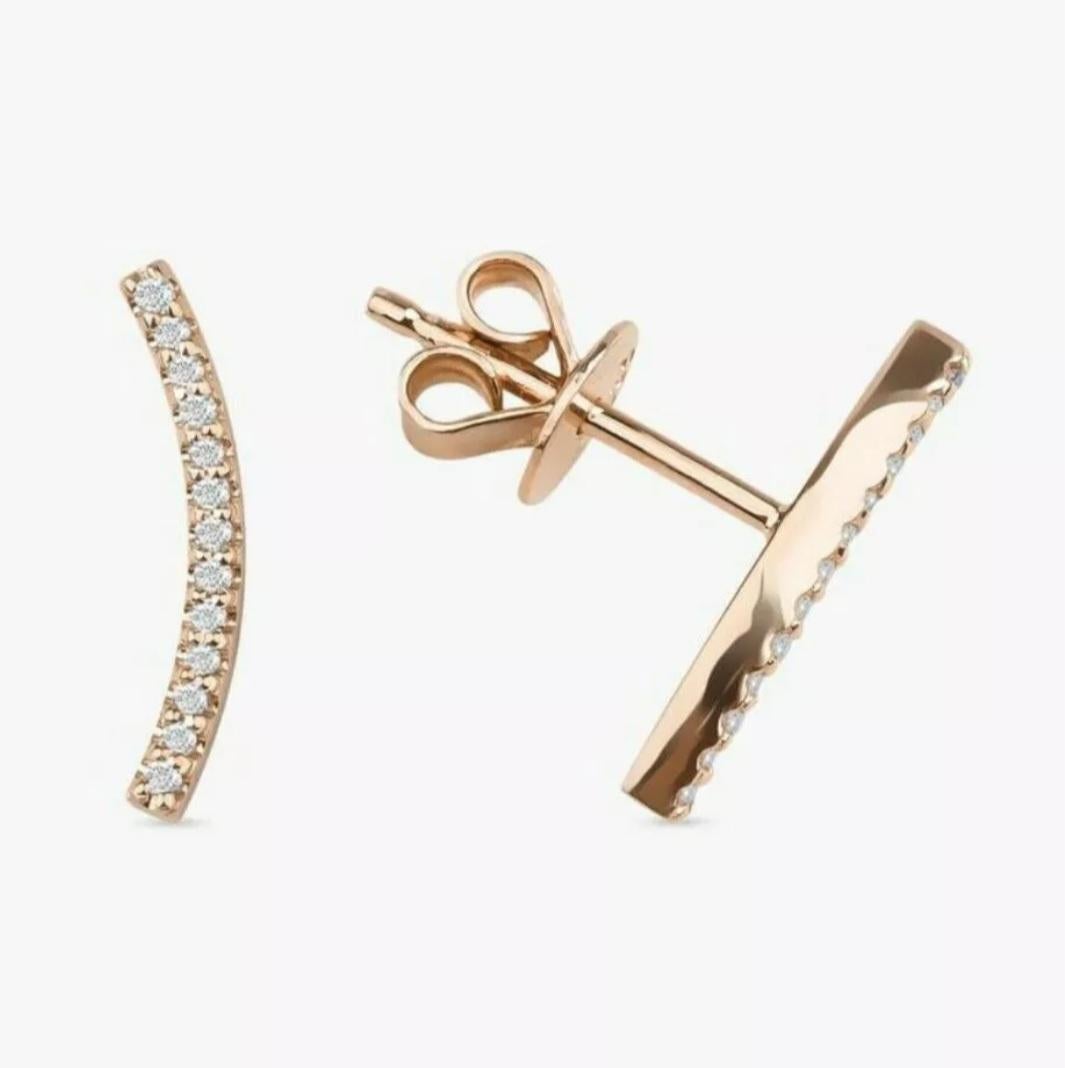Art Déco Orecchini con diamanti in oro massiccio 14K Mini orecchini a polsino Regalo di Natale per le donne. in vendita