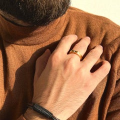 14K Solid Gold Diamond Edge Band for Men