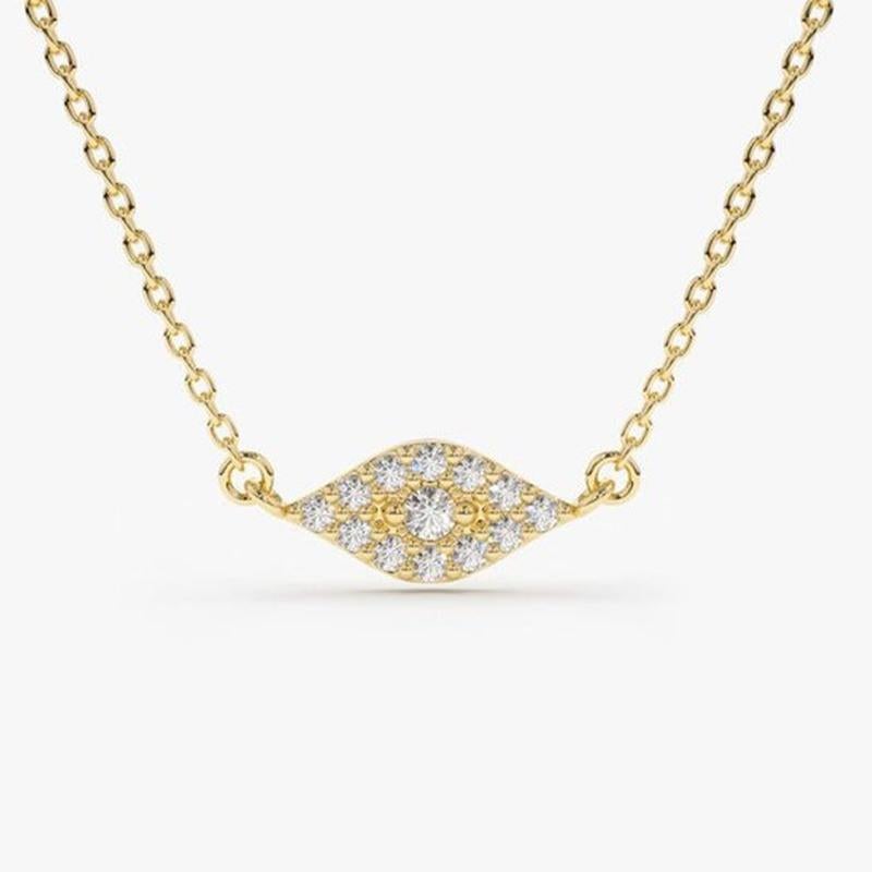 Moderno Collana Lips Pave Round Diamond in oro giallo 14K in vendita