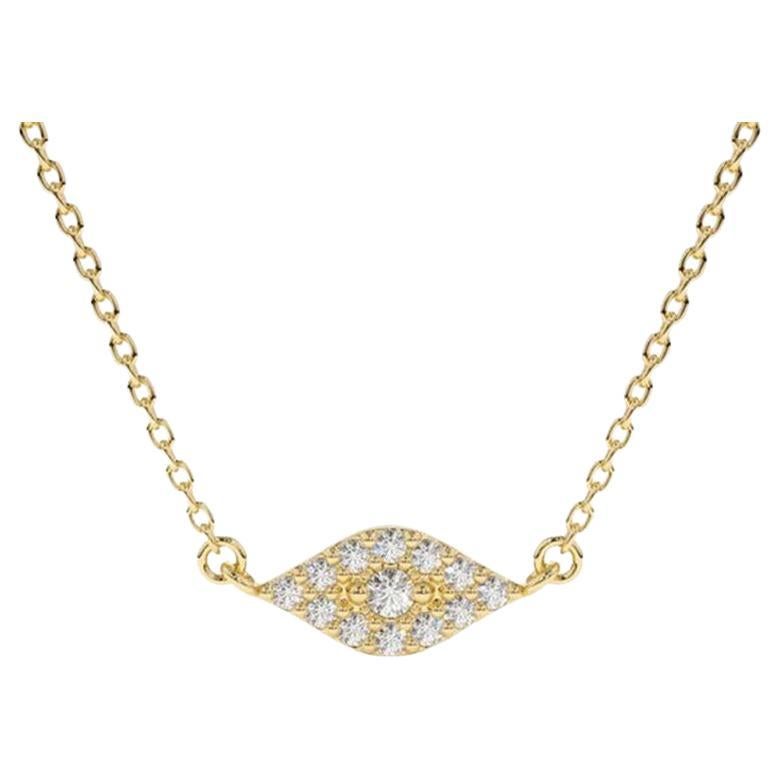 Lips Pave Round Diamond 14K Yellow Gold Necklace