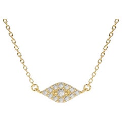Lips Pave Round Diamond 14K Yellow Gold Necklace