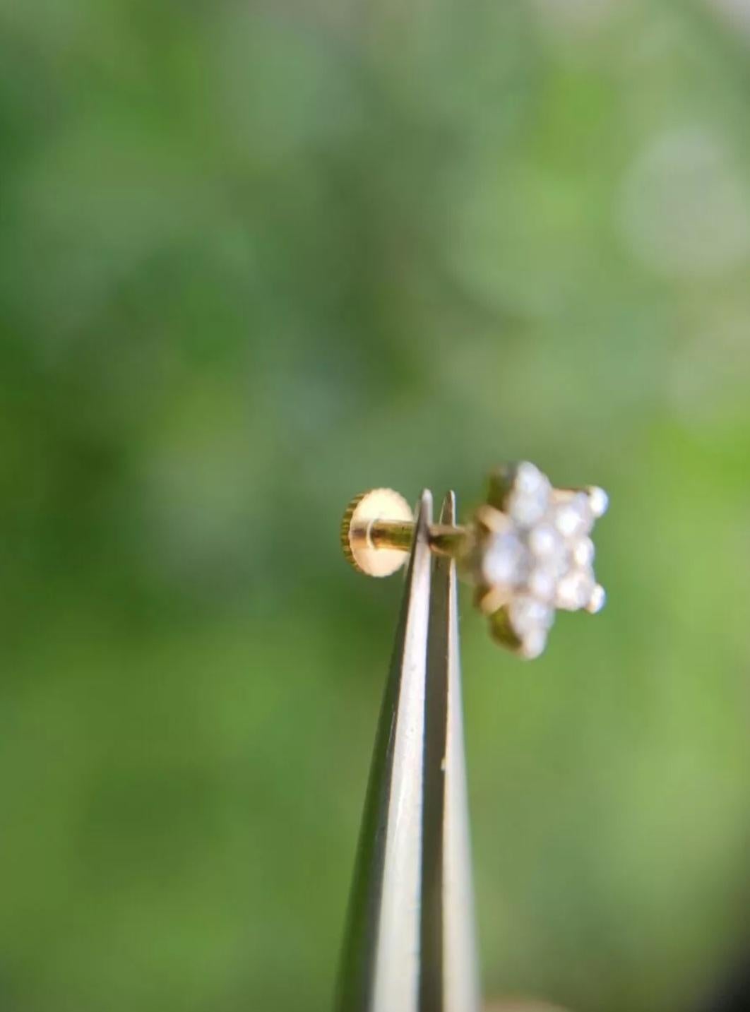 14K Solid Gold Diamond Flower Nose Piercing gold Jewelry Body Piercing nose/Ear For Sale 1