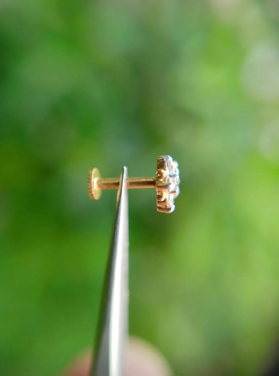 14K Solid Gold Diamond Flower Nose Piercing gold Jewelry Body Piercing nose/Ear For Sale 2
