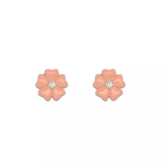 14K Solid Gold Diamond Flower Studs Beautiful gold flower Bloom Ear studs Gift