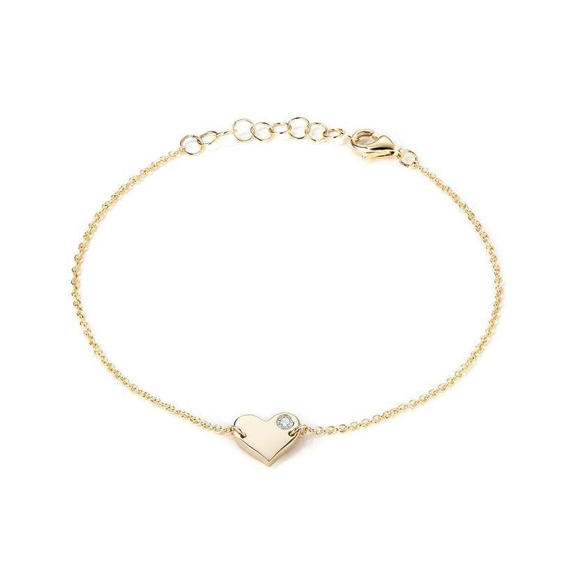 Modern Heartlight 14K Yellow Gold Dainty Bracelet For Sale