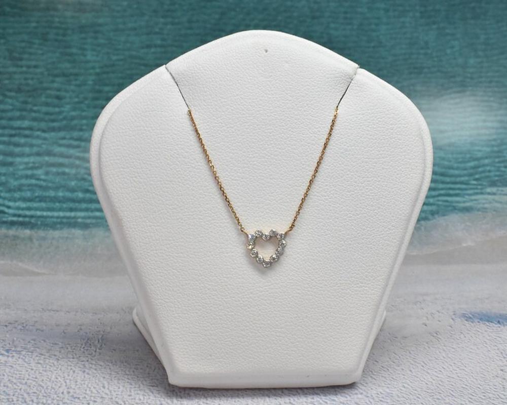 Modern 14k Gold Diamond Bezel Heart Necklace Valentine Jewelry For Sale