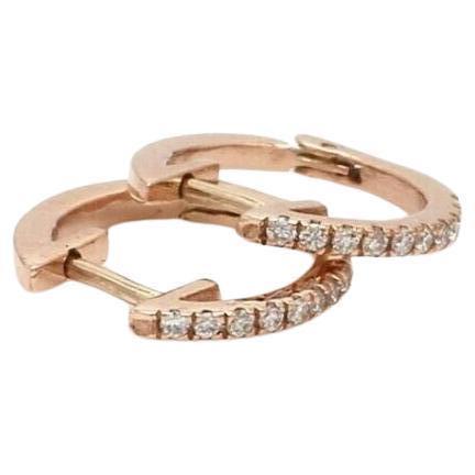 14K Solid Gold Diamond Hoop Earrings Huggie Earrings Christmas Gift For Her. For Sale