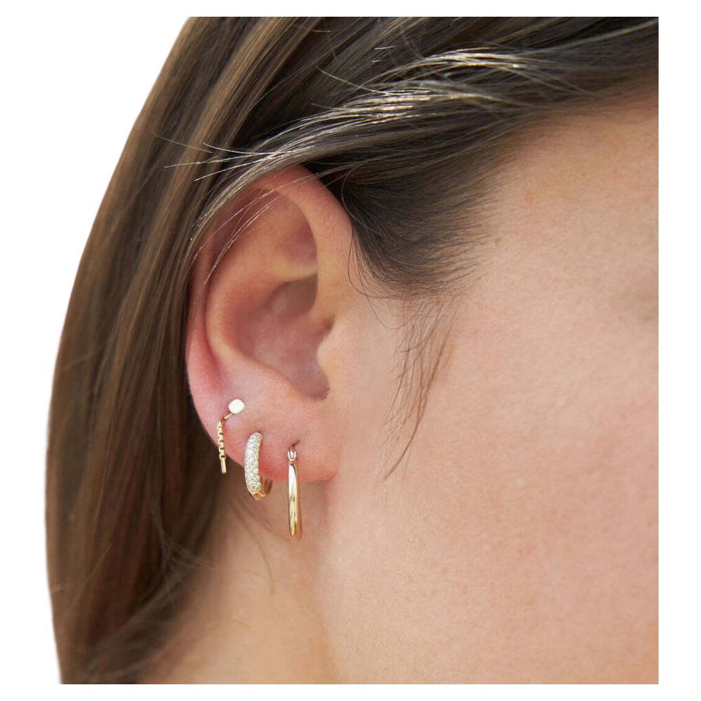 14K Solid Gold Diamond Huggie Earring Hoops For Women Yellow gold diamond Jewels