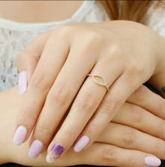 14k Solid Gold Diamond Infinity Ring Eye Ring Minimalist Wedding Ring Band Gift