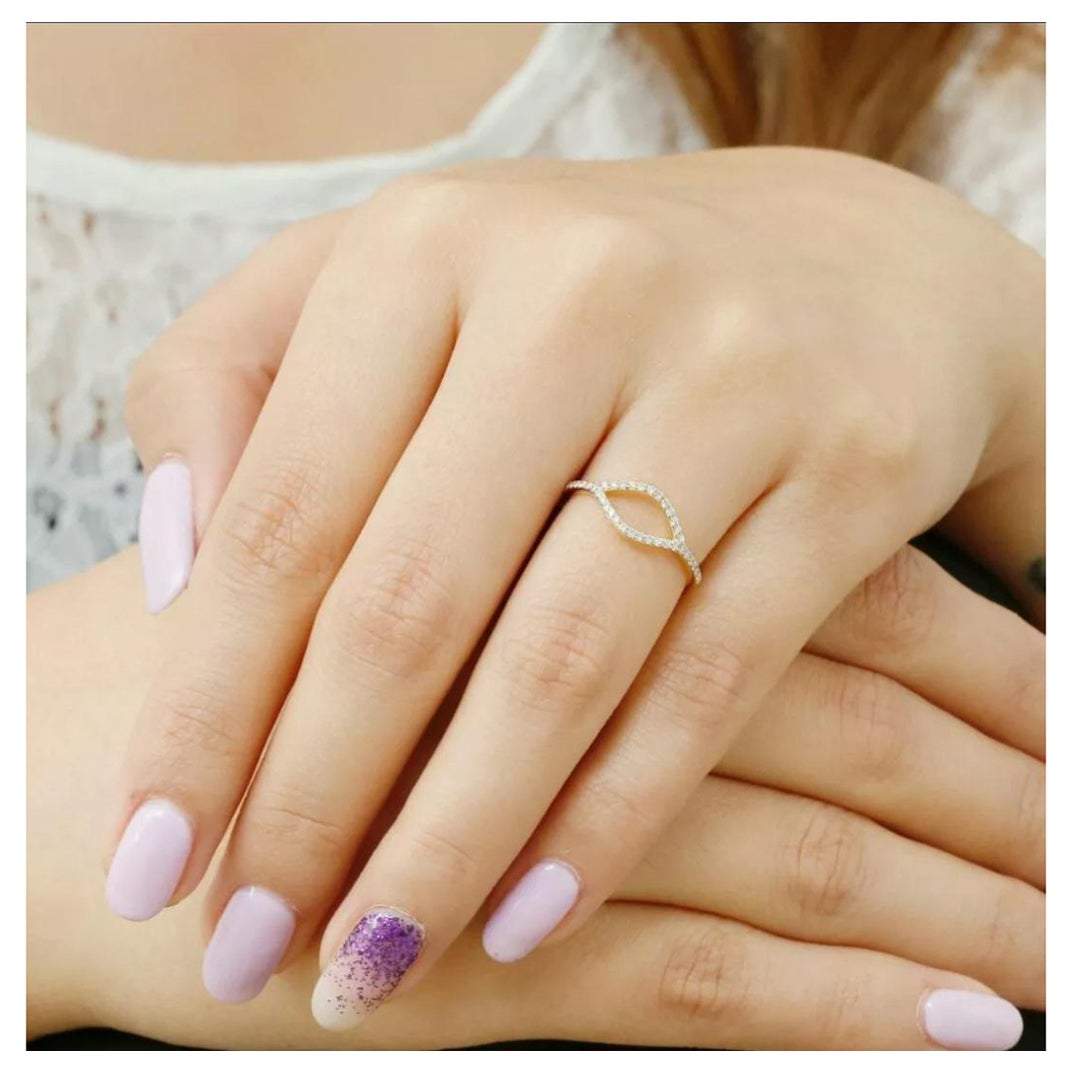 Anello infinito con diamante in oro massiccio 14k Anello ad occhiello Anello nuziale minimalista Regalo