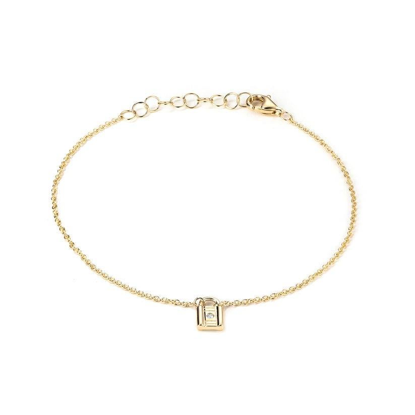 Bracelet Mini Lock en or jaune 14 carats avec diamants Neuf - En vente à Los Angeles, CA