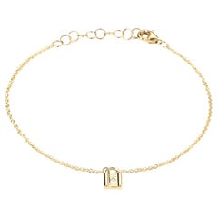Mini Lock Diamond 14K Yellow Gold Bracelet