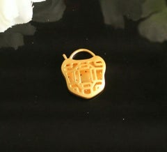 Diamond Lock Matte Finish Pendant Charm in 14k Solid Gold