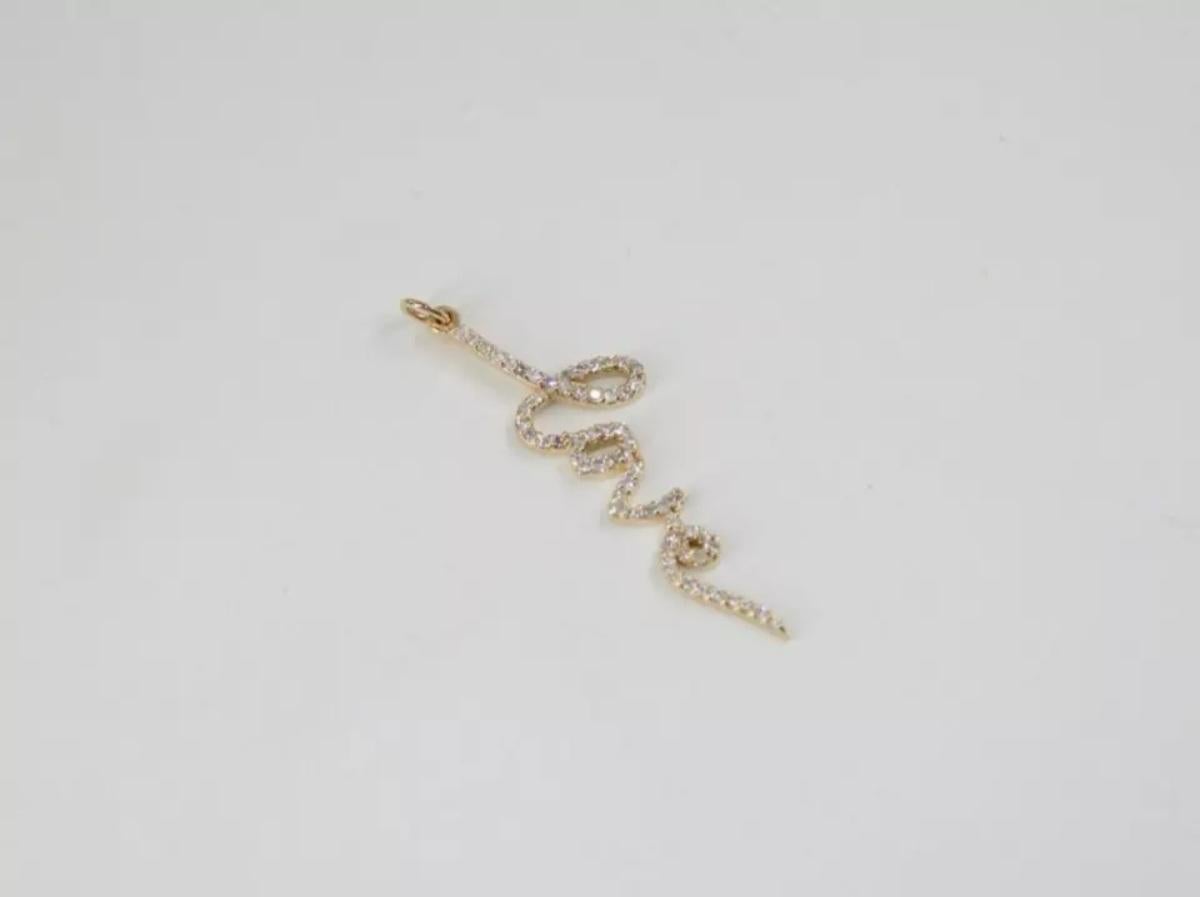 14K Solid Gold Diamond Love Pendant Jewelry Beautiful Diamond Christmas Jewelry. For Sale 1