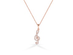 Collana di note musicali con diamanti in oro massiccio 14k Collana di chiavi di violino Gioielli musicali