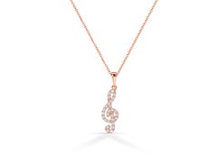 Collier note de musique en or massif 14 carats avec diamants, collier en forme de chevalet, bijouterie musicale