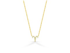 14k Solid Gold Diamond Necklace Aries Zodiac Sign Zodiac Jewelry Gift for Aries