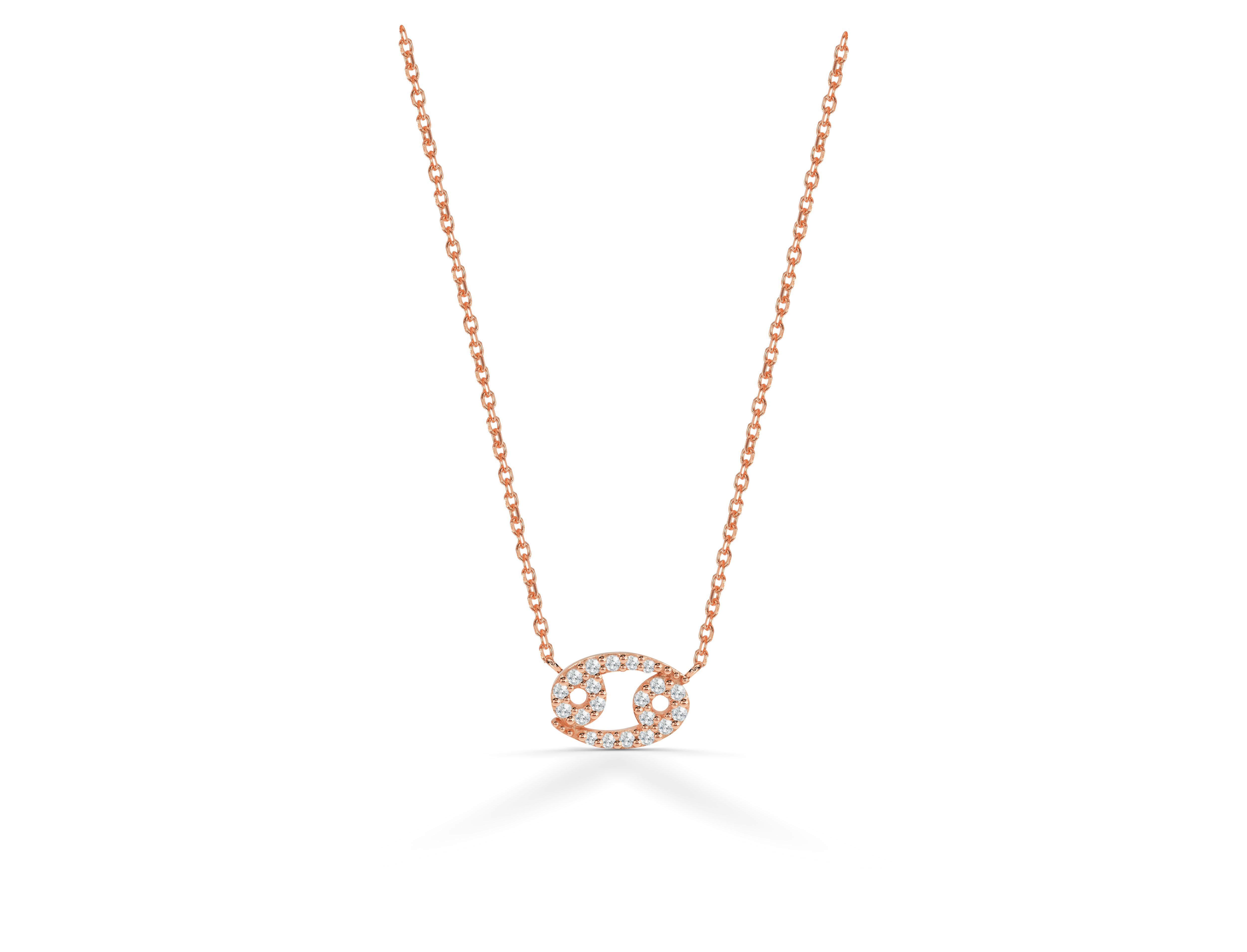 Collier signe de naissance signe du zodiaque cancer en or massif 14 carats et diamants