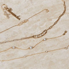 14K Solid Gold Diamond Necklace for Women 16"