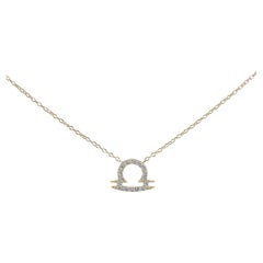 14k Solid Gold Diamond Necklace Libra Zodiac Sign Birth Sign Necklace