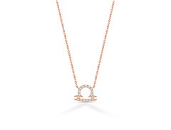 14k Solid Gold Diamond Necklace Libra Zodiac Sign Birth Sign Necklace