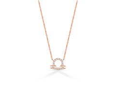 Collier signe de naissance du zodiaque Libra en or massif 14 carats et diamants