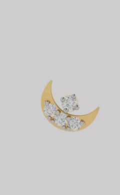 14K Solid Gold Diamond Nose Pin Yellow gold Piercing Jewelry Crescent Moon Stud