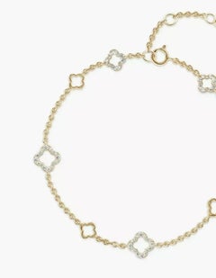 14k Solid Gold Diamond Open Flower Bracelet