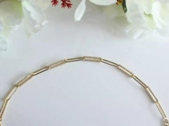 14K Gold Solid Diamond Paperclip Link Bracelet Women Link Chain (Chaîne à maillons pour femmes)