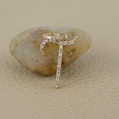 14K Solid Gold Diamond Pavé Cursive Script Letter T Initial Pendant 0.14 Ct
