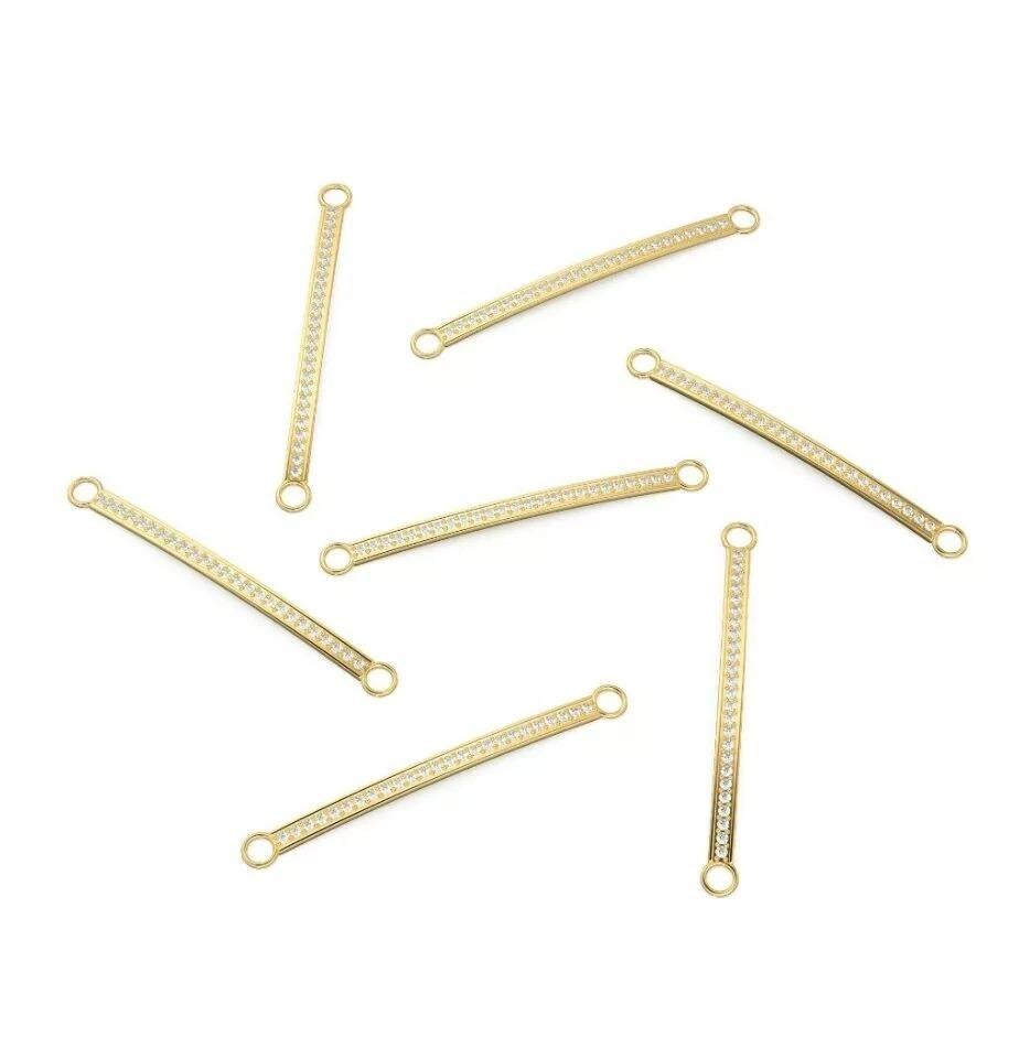 Collana con distanziatore a barretta con impostazione Pave in oro massiccio 14K In condizioni Nuovo in vendita a Chicago, IL