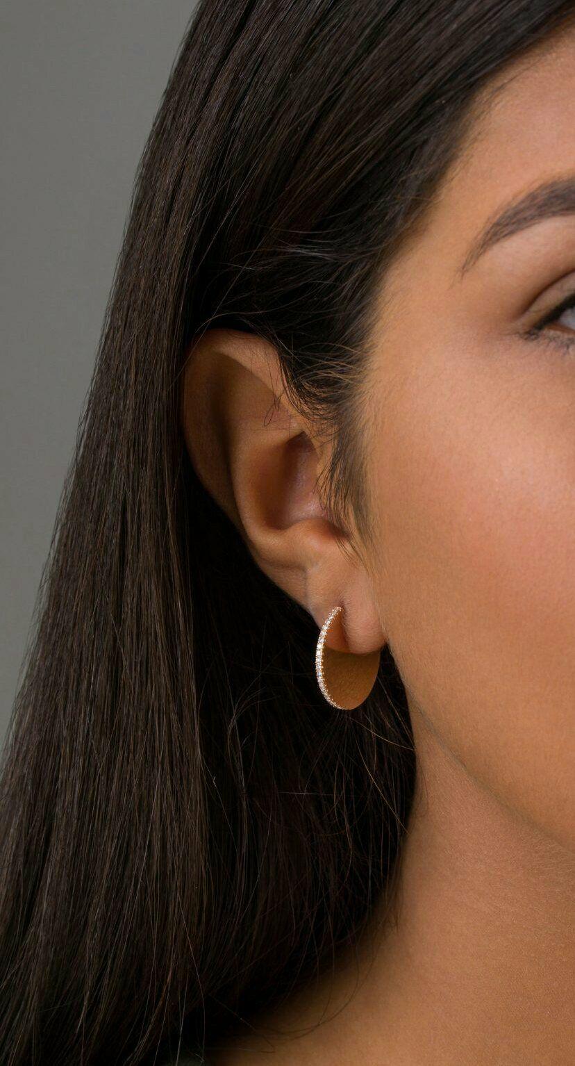 14K Massivgold Diamant-Ohrring mit rundem Ohrring für Damen Gelbgold, stilvolles Ohrring. im Angebot 6