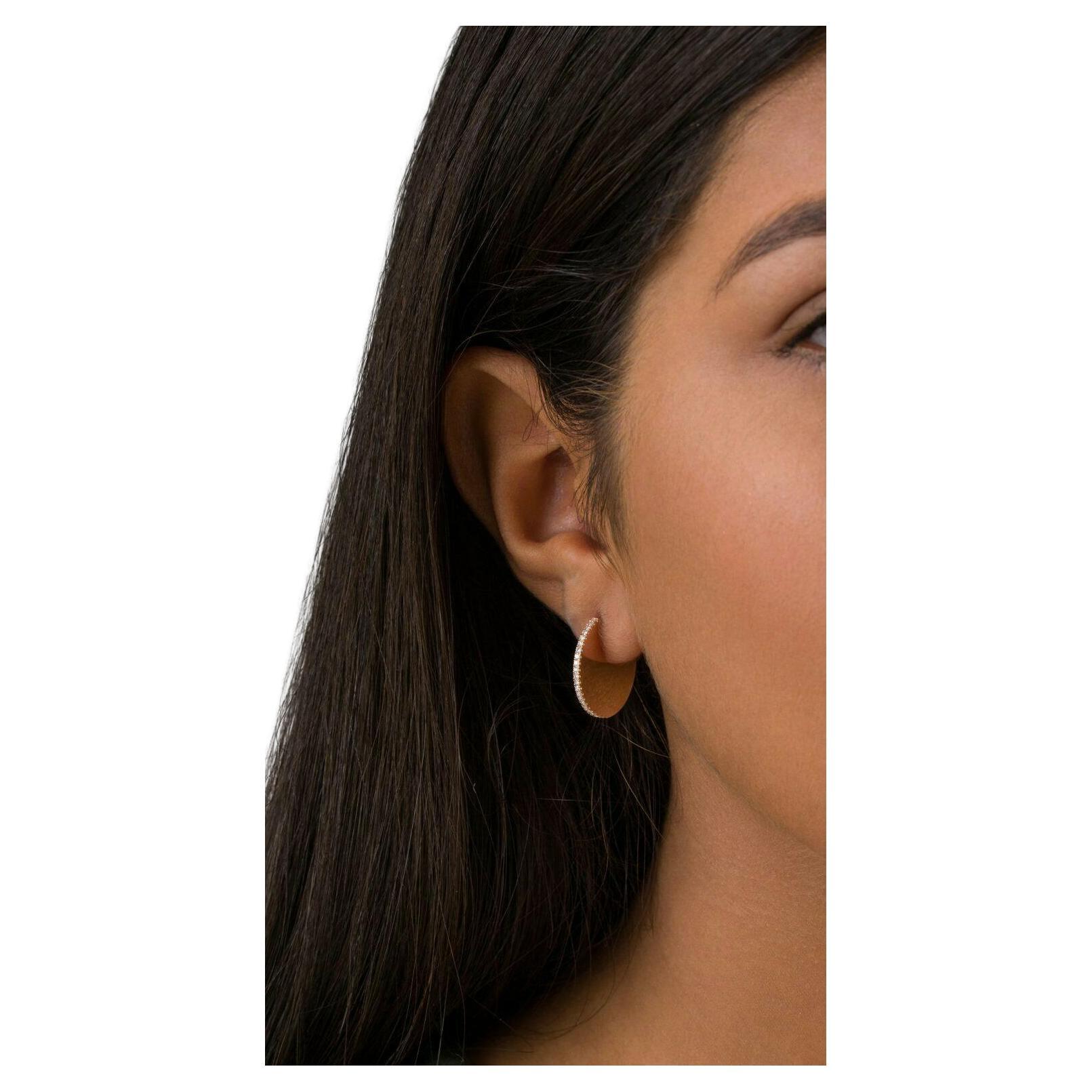 14K Massivgold Diamant-Ohrring mit rundem Ohrring für Damen Gelbgold, stilvolles Ohrring. im Angebot
