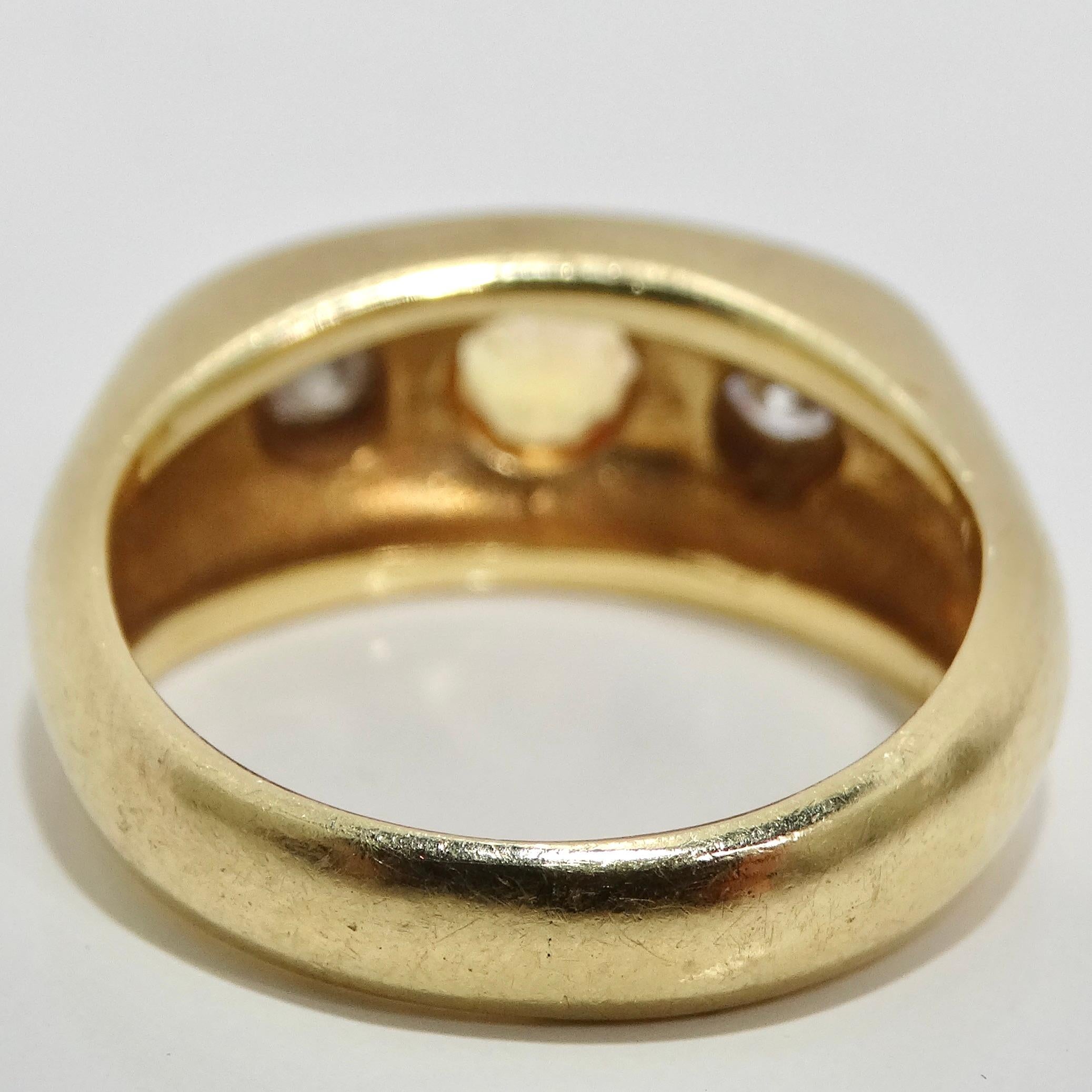 Women's or Men's 14K Solid Gold Diamond Sapphire Ring For Sale