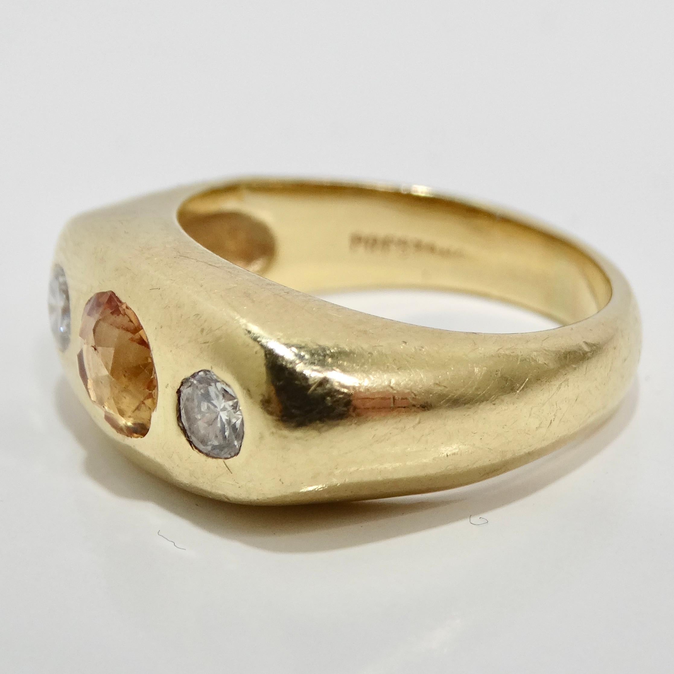14K Massivgold Diamant-Saphir-Ring im Angebot 1