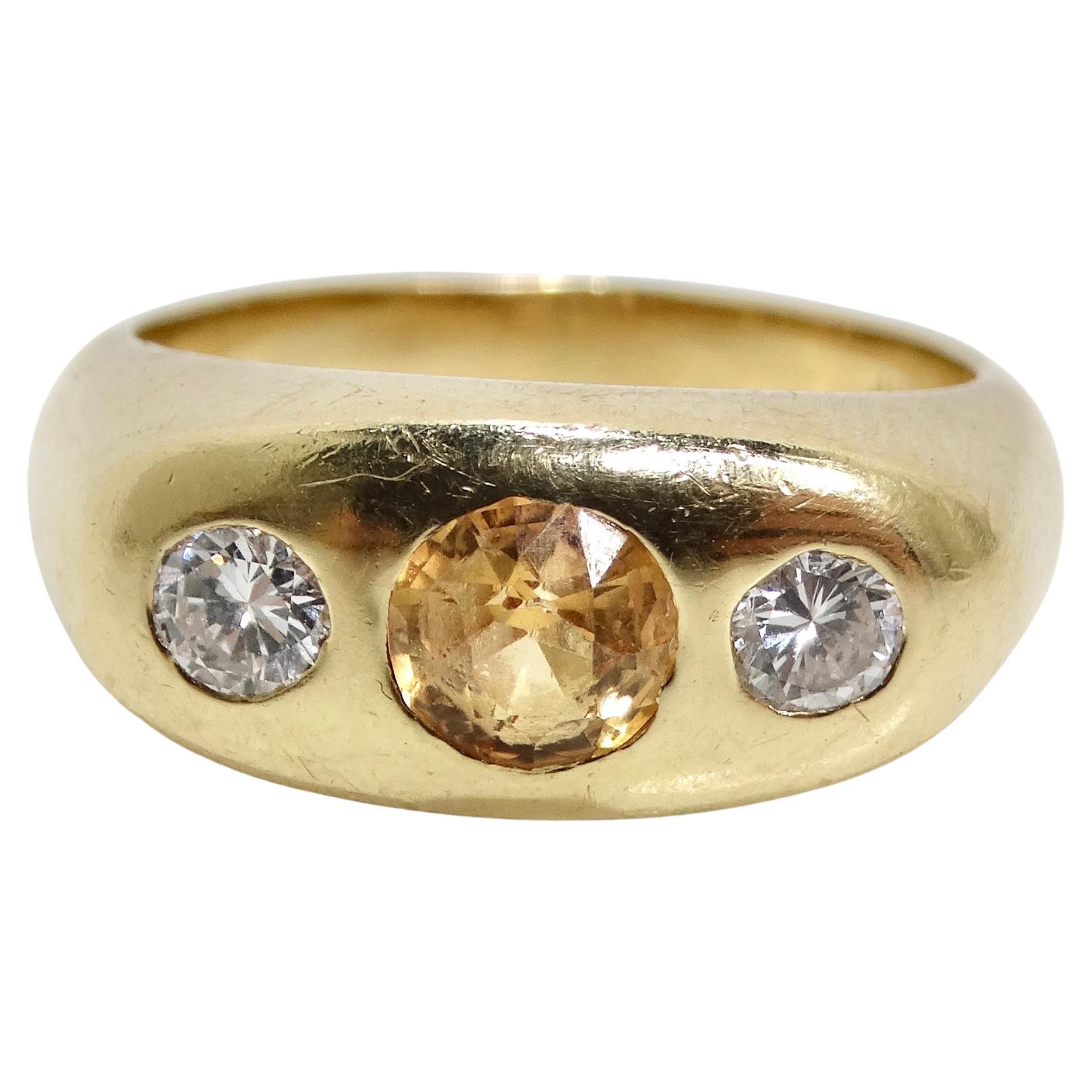 14K Massivgold Diamant-Saphir-Ring im Angebot