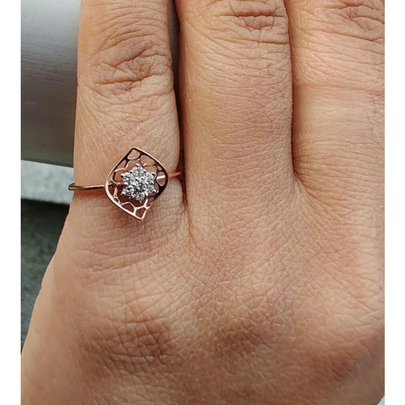 Bague solitaire en or massif 14k à diamant Filigree Design Neuf - En vente à Chicago, IL